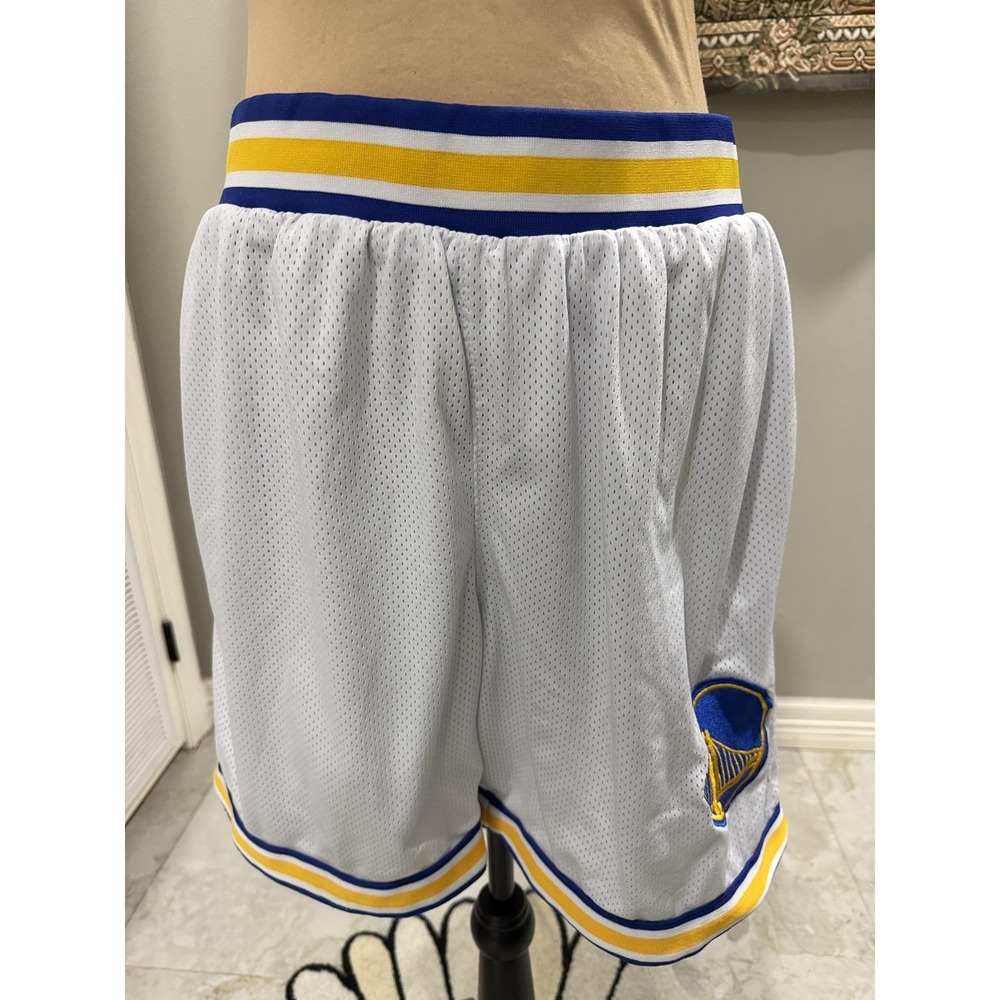 Golden State Warriors‎ Shorts Mens Large White NBA Basketball Mesh Ultra Game